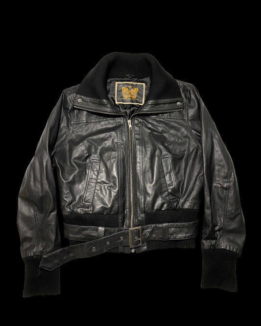 Vintage Leather Bomber Jacket
